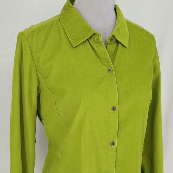 J Jill Top Womens Medium Green Corduroy Tunic Long Sleeve Boho Chic Hipster - Picture 6 of 16